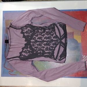 Urban Outfitters Corset On Long Sleeve Silhouette Top